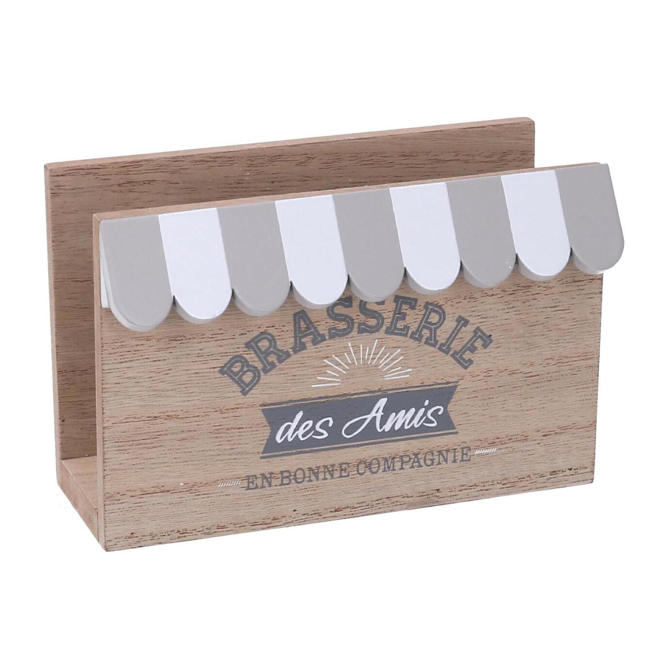 Portatovaglioli in legno bistrot naturale rettangolare cm14,5x5h9,5