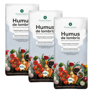 Pack 3x Humus de Lombriz 100% Natural Planeta Huerto 42 L