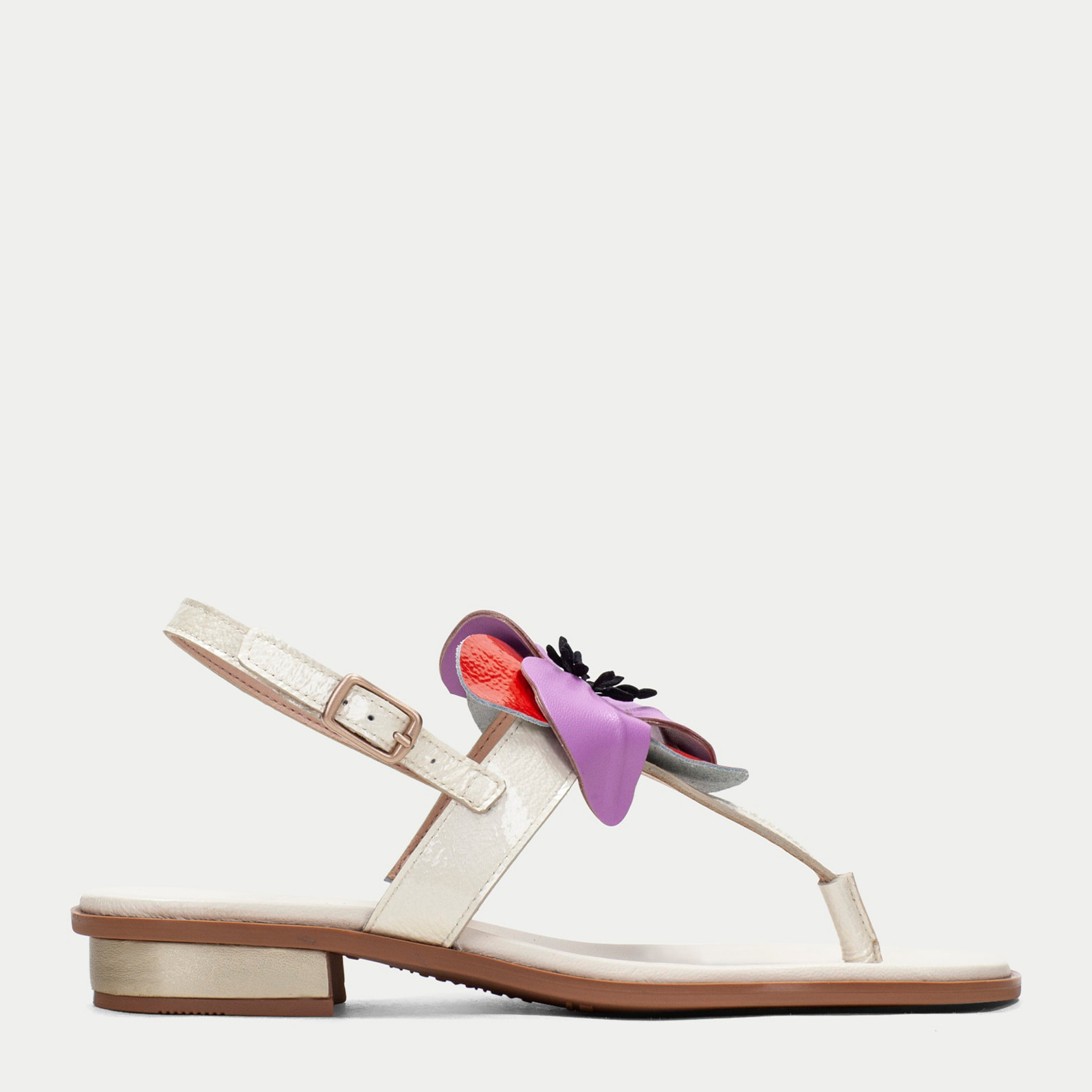 Sandalia Plana Ibiza Crema violet 2,5 cm