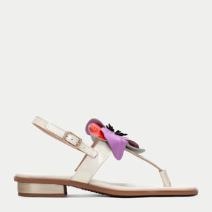 Sandalia Plana Ibiza Crema violet 2,5 cm