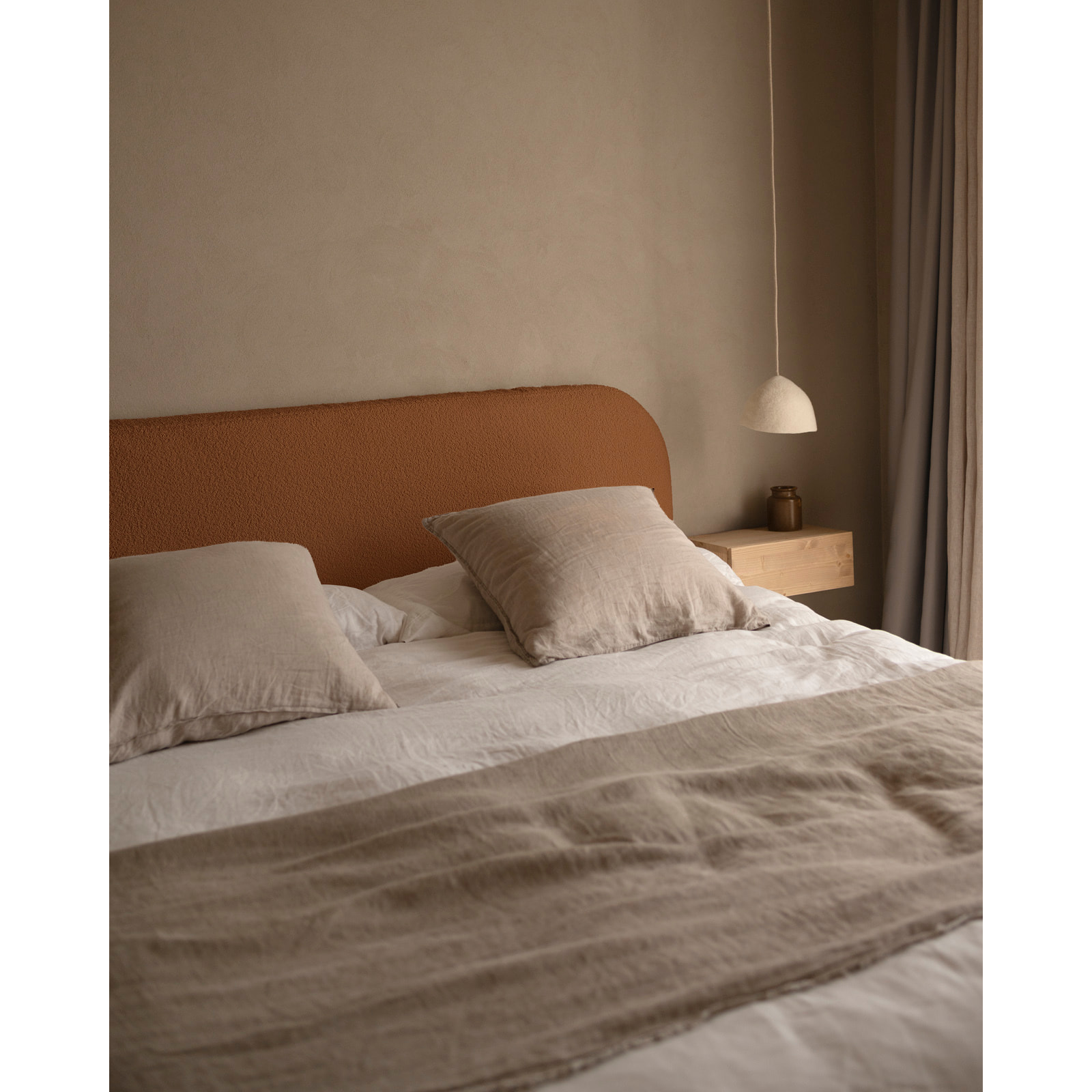 Tête de lit déhoussable en bouclé cuivre en différentes tailles