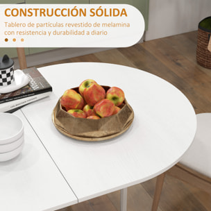 Mesa de Comedor Plegable Mesa de Cocina Plegable Ovalada con Alas Abatibles Estilo Moderno 163x80x75 cm Blanco