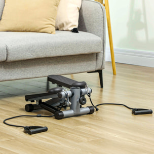 Mini stepper Fitness réglable 2 bandes de résistance incluses écran LCD multifonction gris