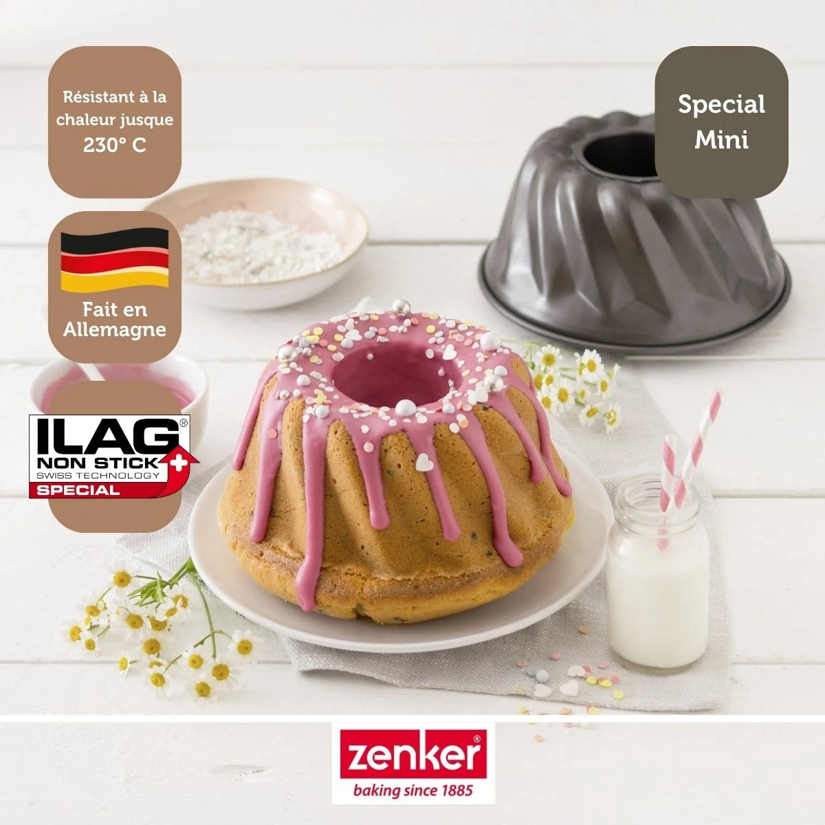 Lot de 2 moules à kouglof 18/18 cm en acier Spécial mini Spécial mini Zenker  Spécial mini
