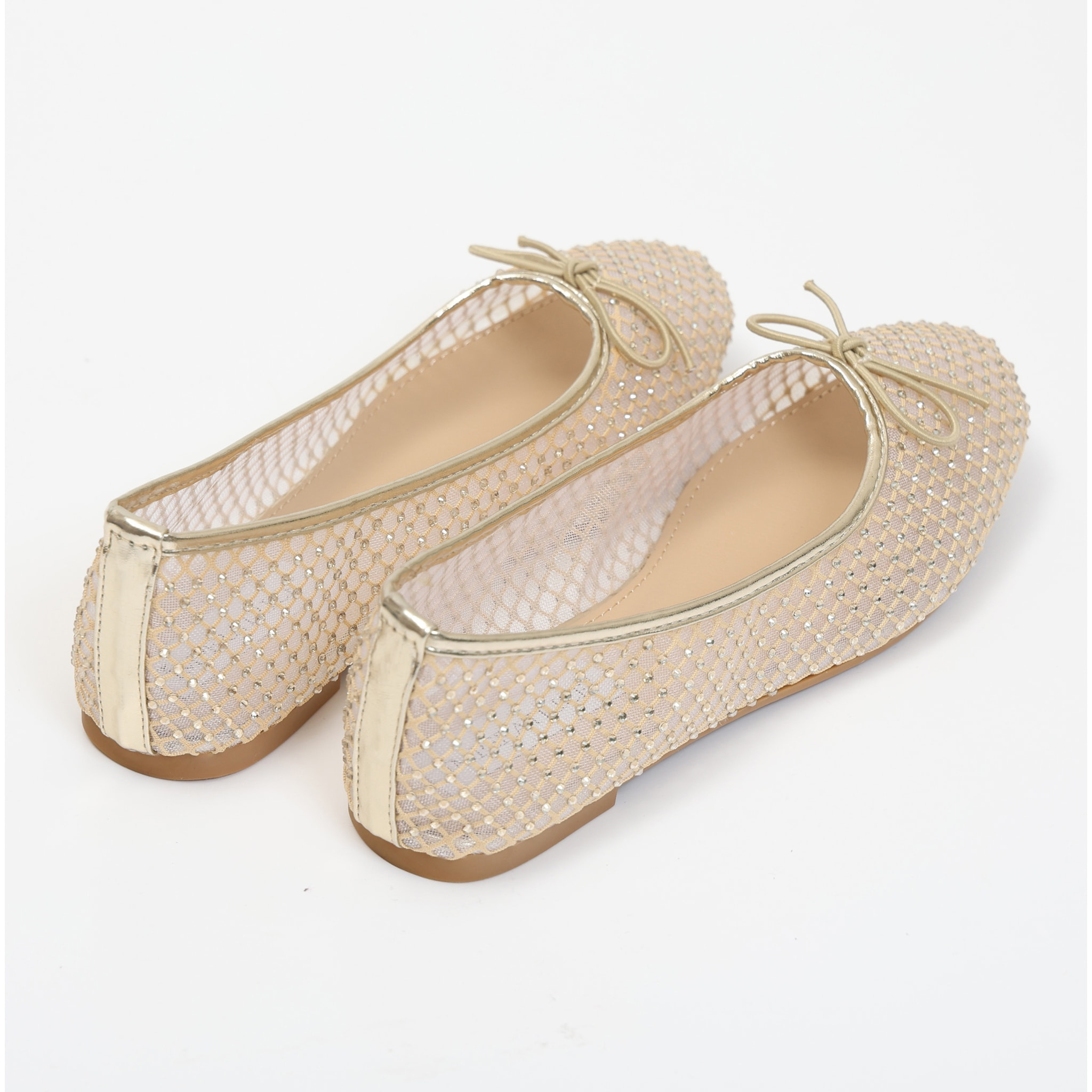 Ballerine in simil pelle traforate con strass