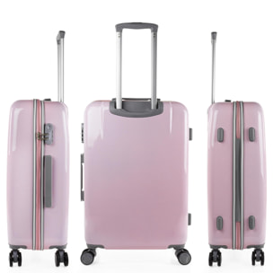 Juego De Maletas Pc Itaca Base Rosa Rosa Plumas