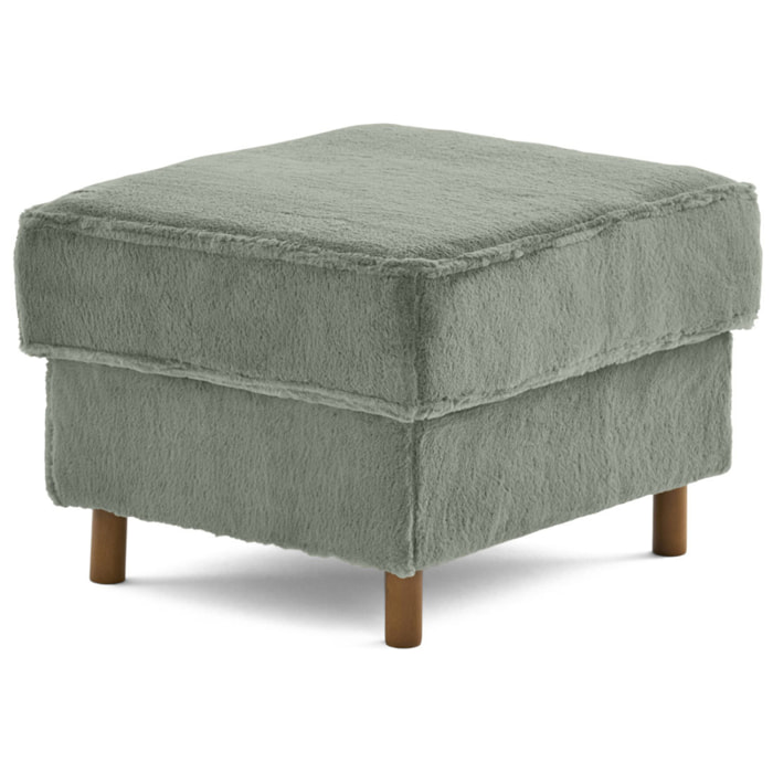 Jake - pouf en fausse fourrure - pieds en bois foncé - Vert
