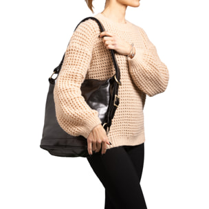 Borsa a secchiello  da donna In Vera pelle Made in Italy 34x33x15 cm