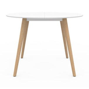 Table à manger ronde Stacy bois et blanc Ø110cm