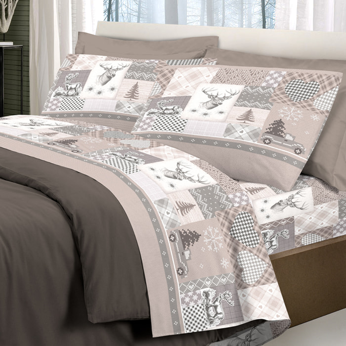 Completo letto alpi beige 100% cotone