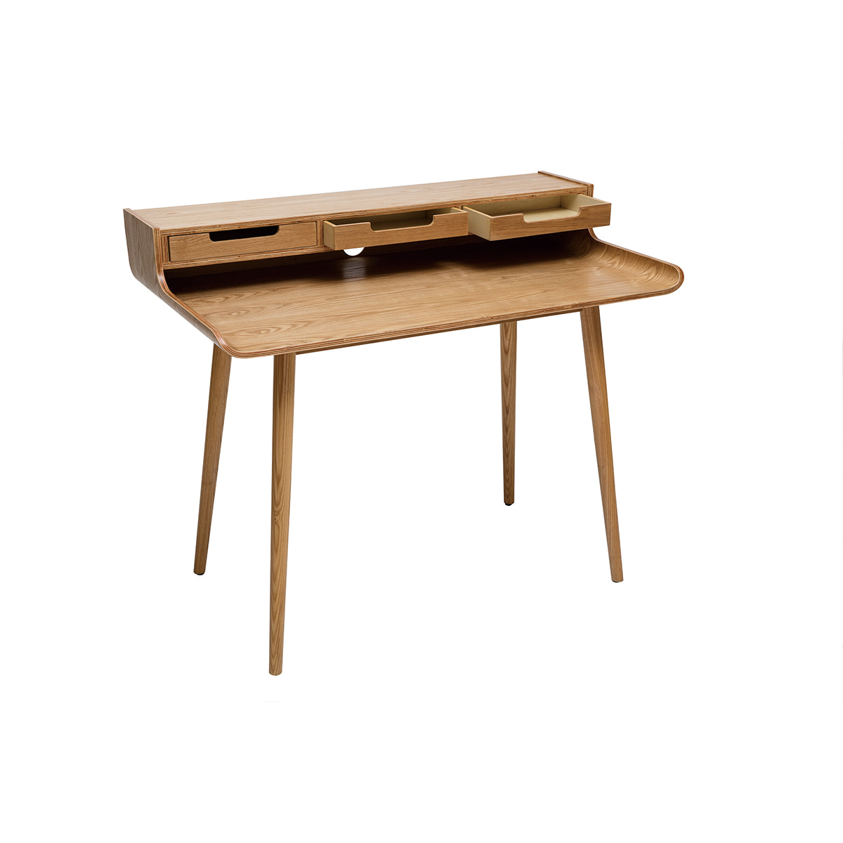 Bureau avec rangements scandinave bois clair L110 cm OPUS