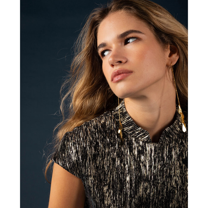 Pendientes de acero con cadena y gotas colgantes