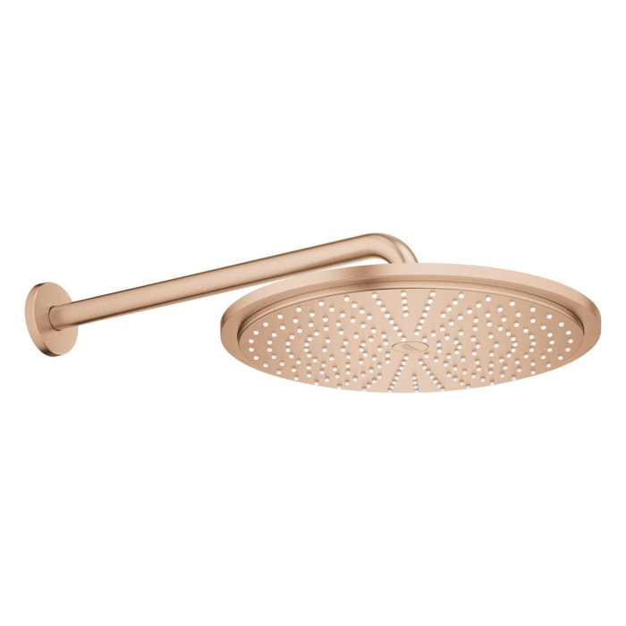 Ensemble douche de tête et bras 380 mm, 1 jet - Warm Sunset brossé