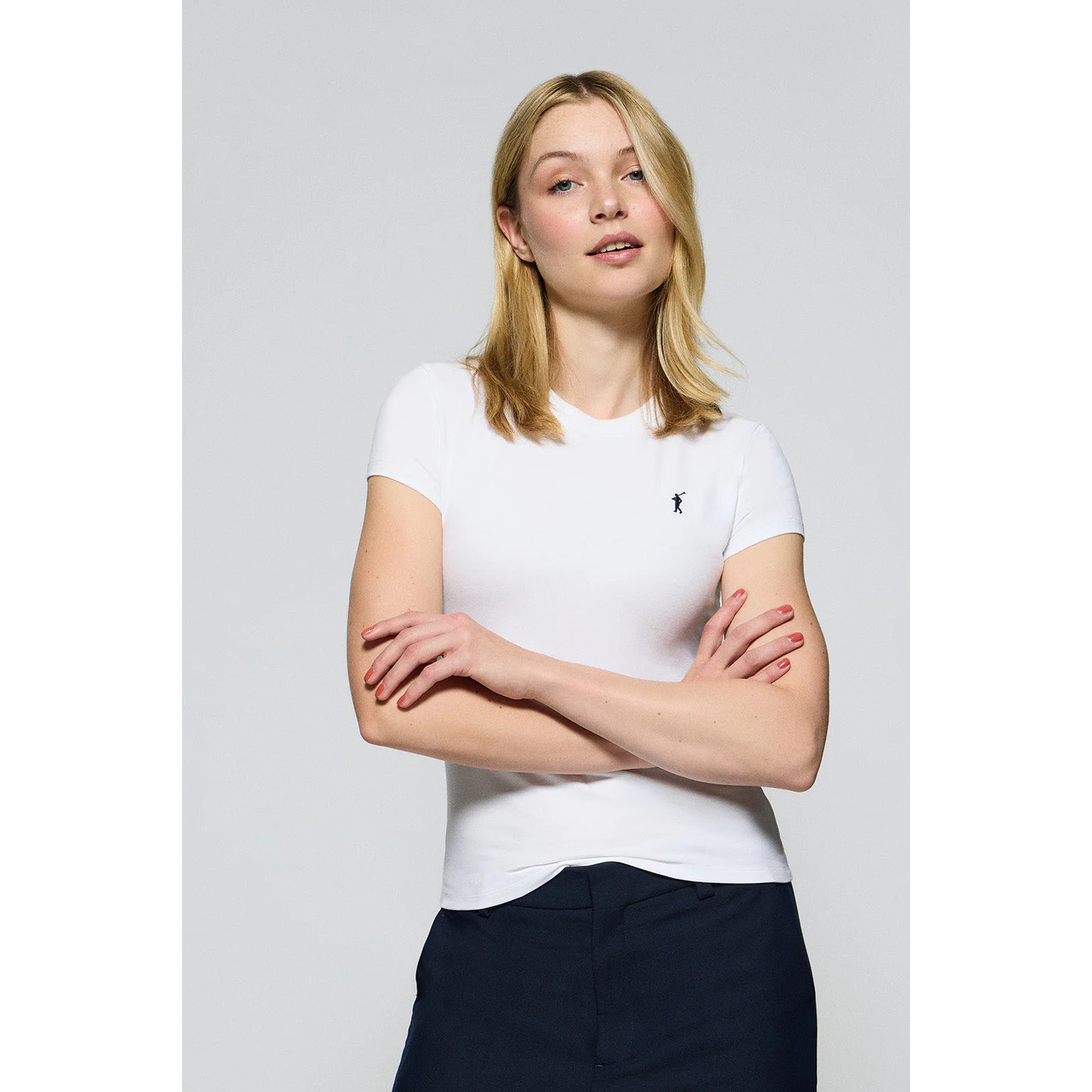 Camiseta blanca de manga corta con logo bordado Rigby Go