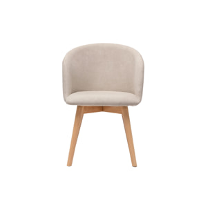 Chaises scandinaves en tissu effet velours beige et bois clair massif (lot de 2) VANITY