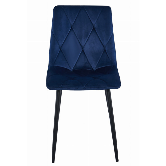 Sedia Libra in Velluto Blu Notte con Gambe Nere