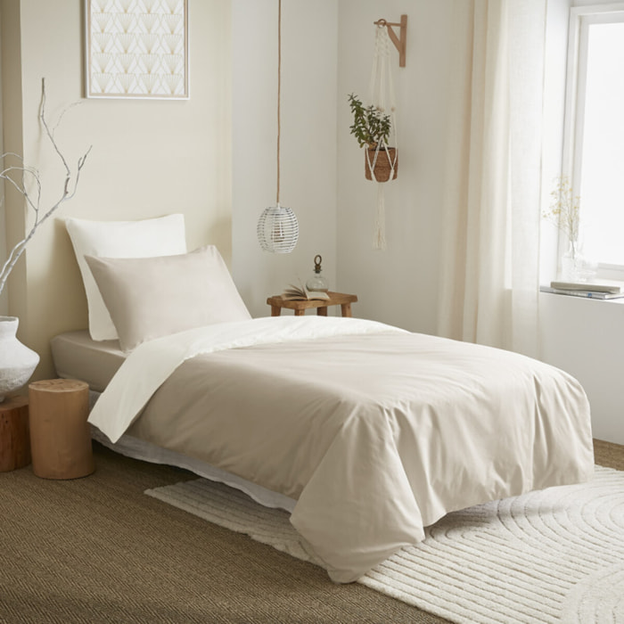 Pack complet 4 pièces Lin/Blanc réversible housse de couette