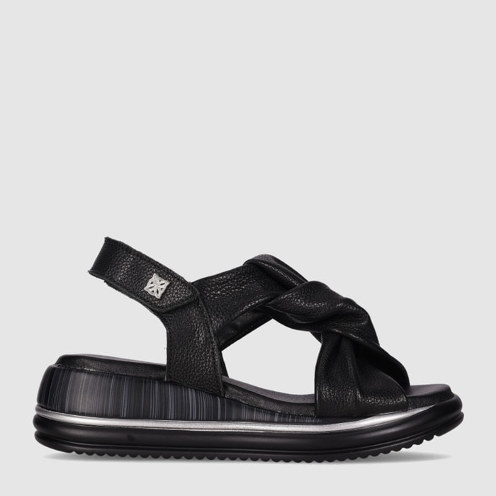Sandalias de Piel - Negro - Tacón: 4 cm