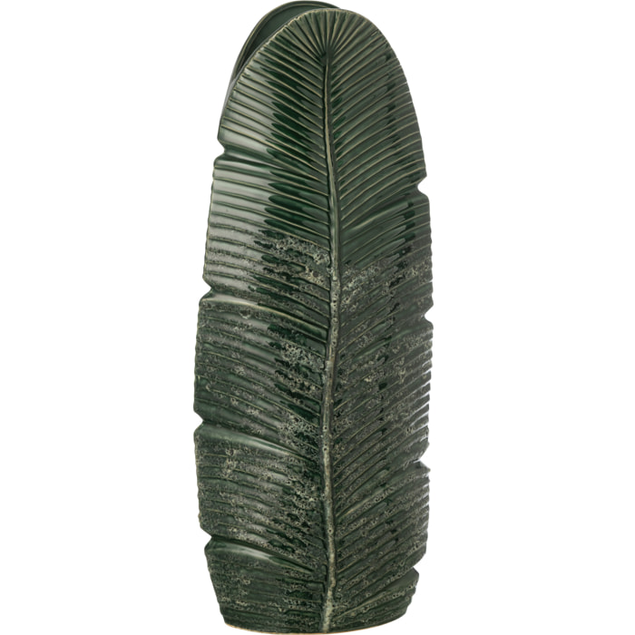 J-Line Vase Feuille - grès - vert foncé - large
