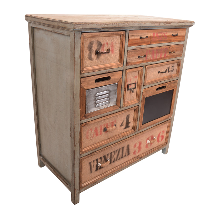 Credenza Con Cassetti Vintage. Altezza 83 Cm - Pezzi 1 - 75,5X83X40cm - Colore: Grigio - Bianchi Dino - Mobili, Tavoli, Scaffali Etc