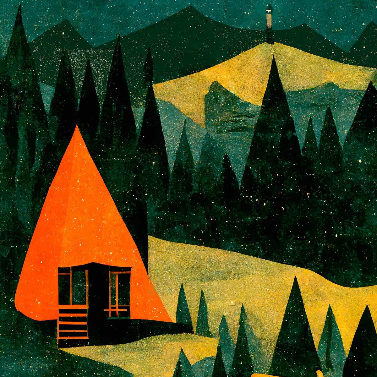 Affiche enfant cabane dans la forêt  Affiche sous cadre bois
