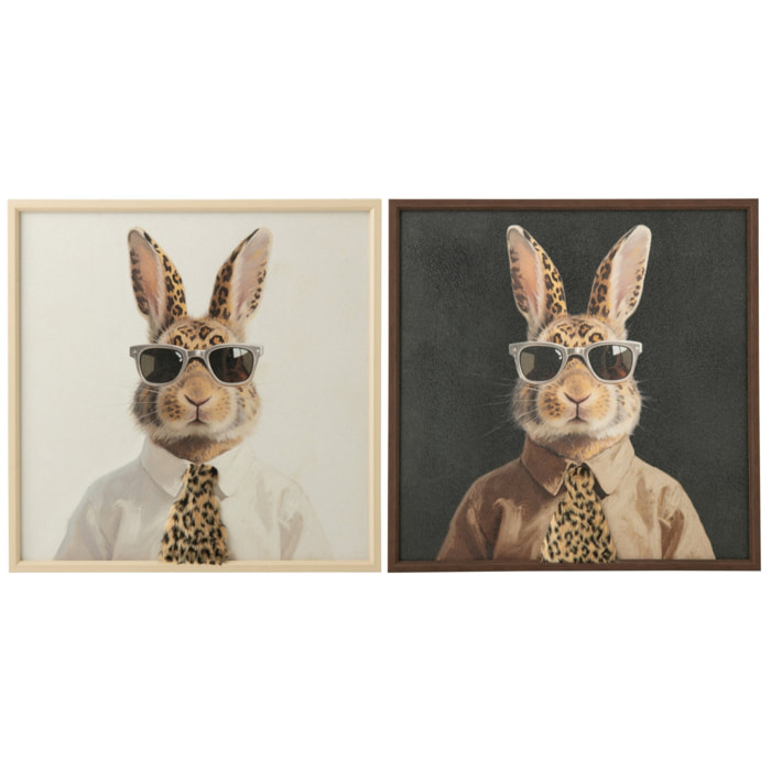 J-Line tableaux lapin - MDF - multicolore - assortiment de 2