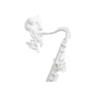 Statue saxophoniste en résine blanche H62cm - SAXO