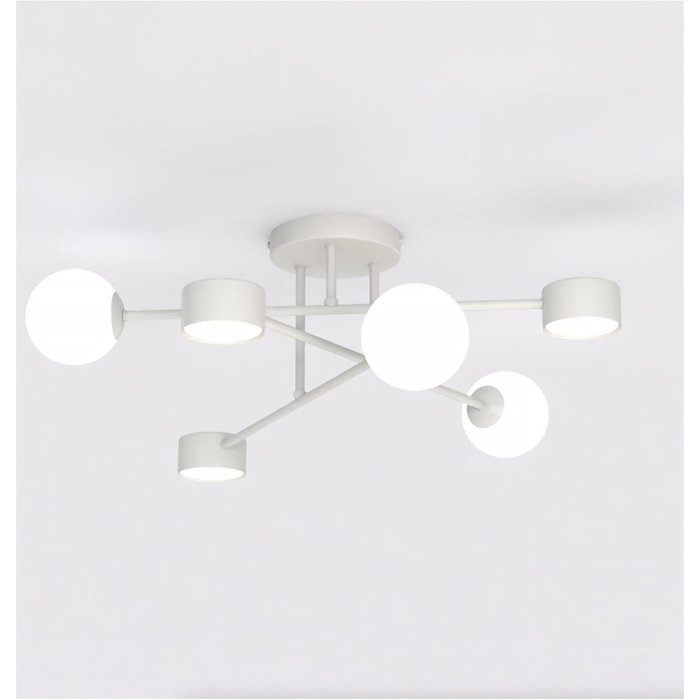Lampada a sospensione Holon in acciaio bianco opaco