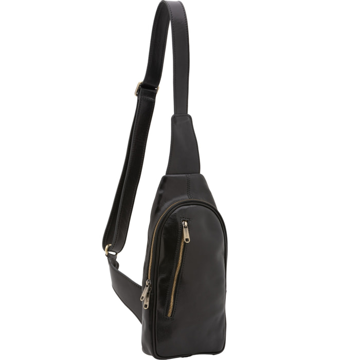 Borsa a tracolla uomo in vera pelle - Modello False - Made in Italy - 35.0 x 16.0 x 5.0 cm