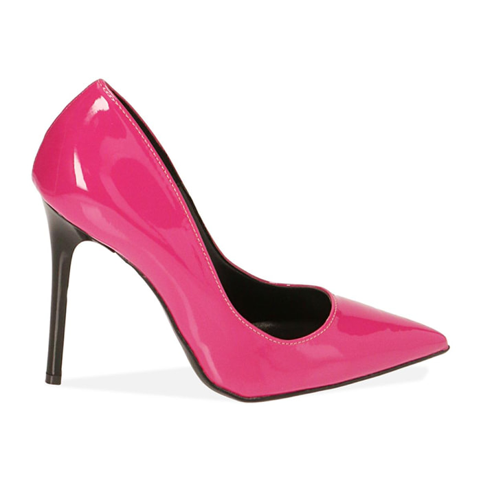 Décolleté fucsia in vernice, tacco 11 cm