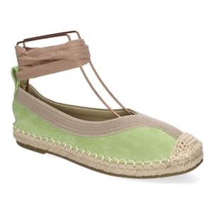 Bailarina de Mujer con Yute, Diseño Moderno con Puntera Bordada y Cintas