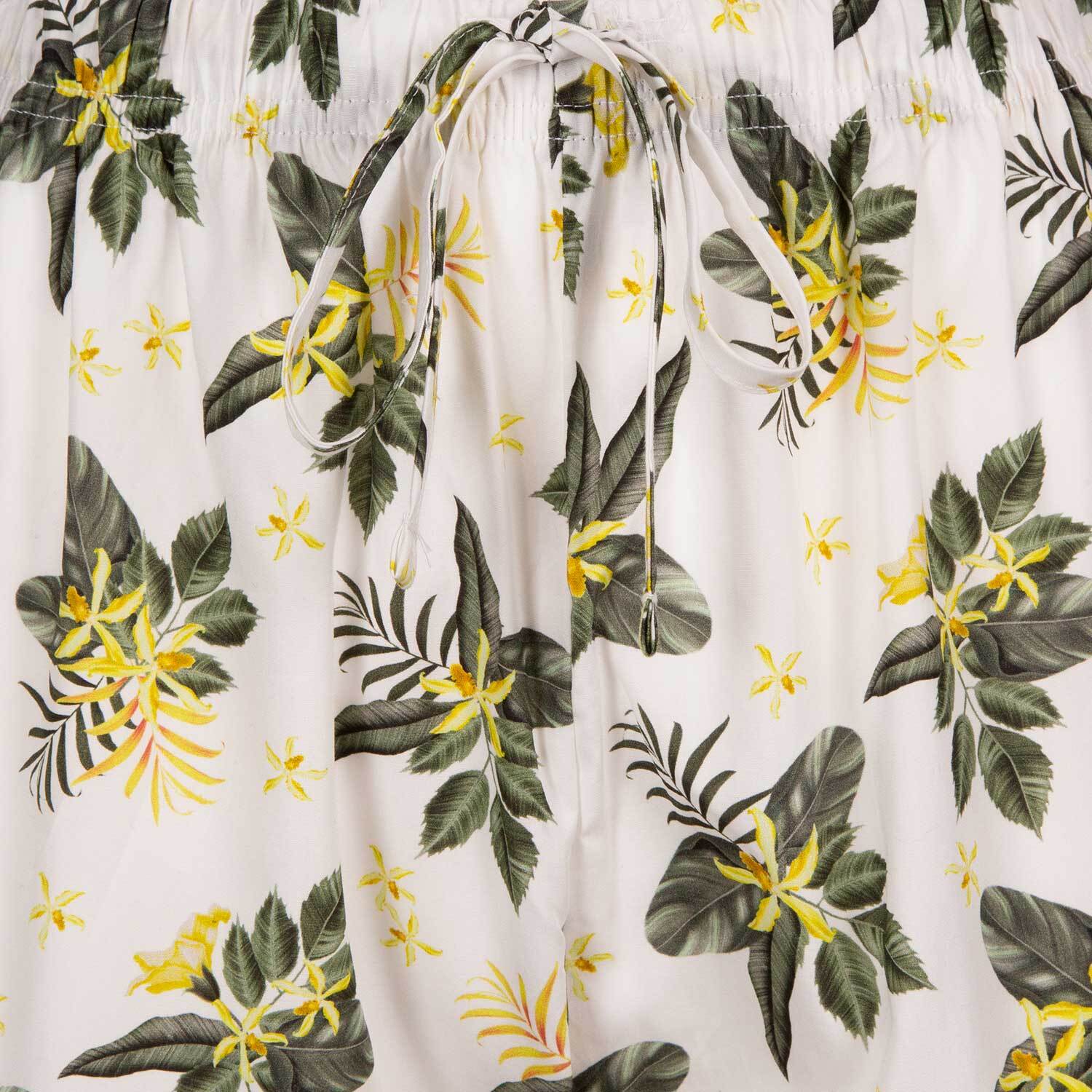PIGIAMA LADY LAW cotone bianco fiori gialli e verdi