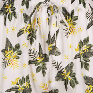 PIGIAMA LADY LAW cotone bianco fiori gialli e verdi