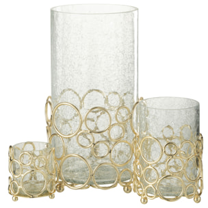 J-Line photophore Kyev - verre/acier - transparent/or - large