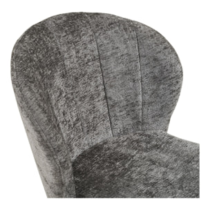 Set 2 sedie da pranzo Roanne in tessuto grigio gambe nere
