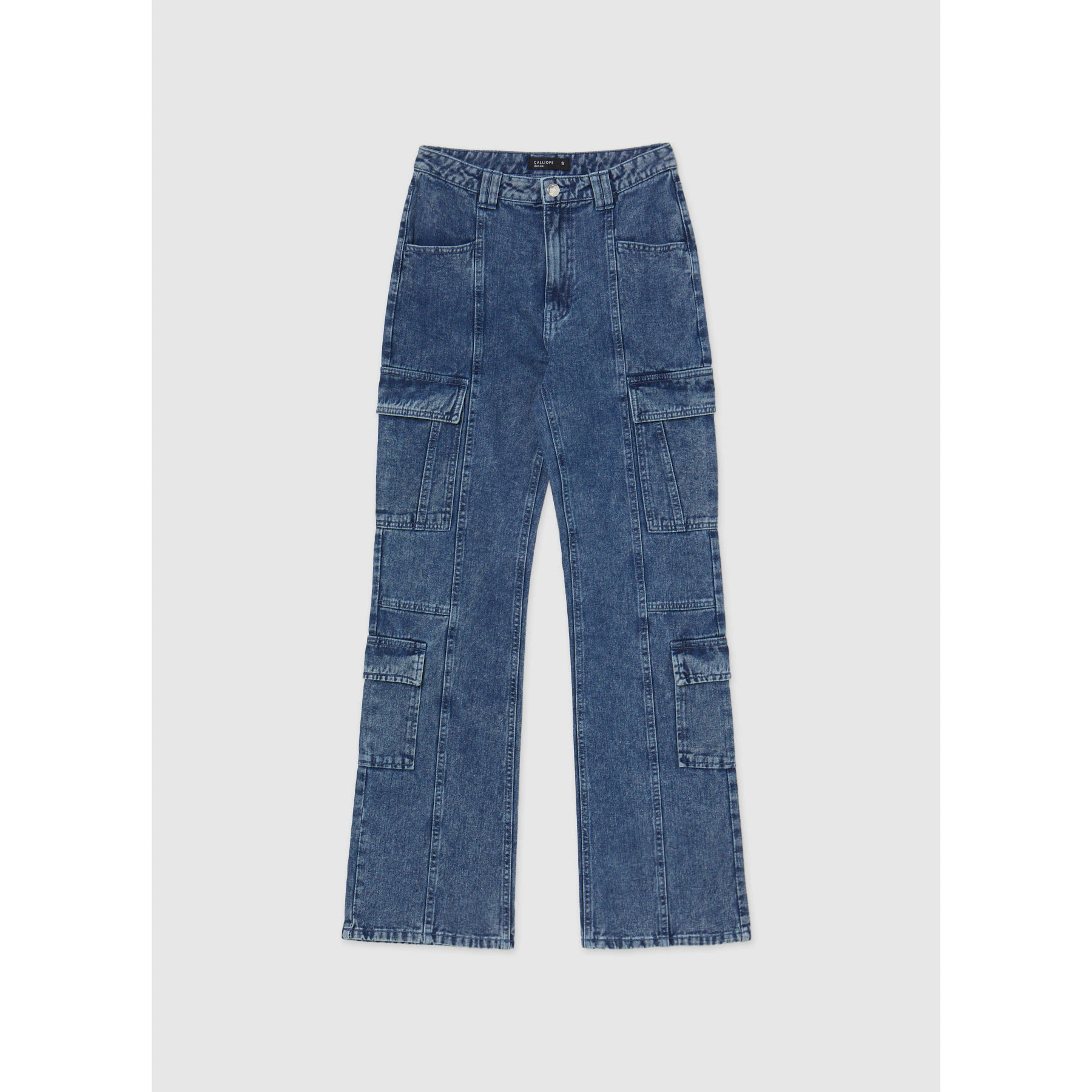 Jeans cargo vita alta