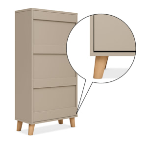 Plana - Scarpiera Salvaspazio 3 Ante 55x116x25 cm 18 Paia in Legno Tortora