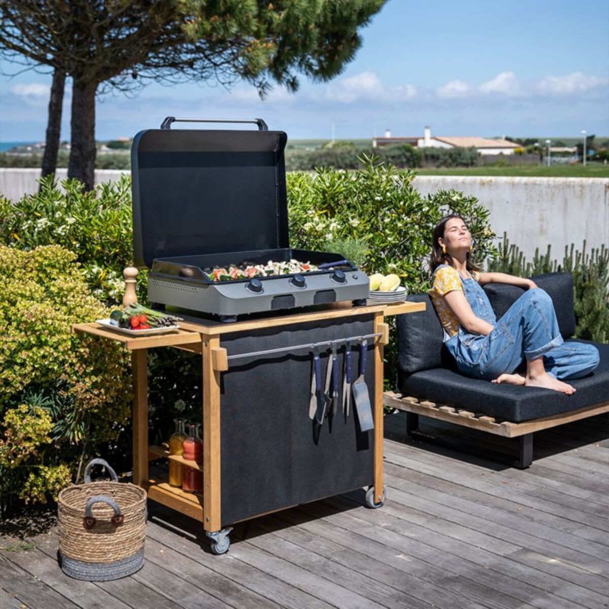 Chariot Plancha ENO Emile bois compatible plancha de 45 à 80 cm
