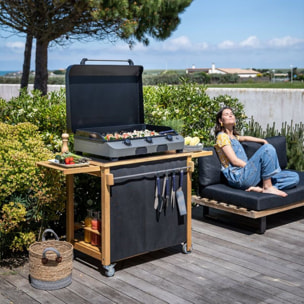 Chariot Plancha ENO Emile bois compatible plancha de 45 à 80 cm