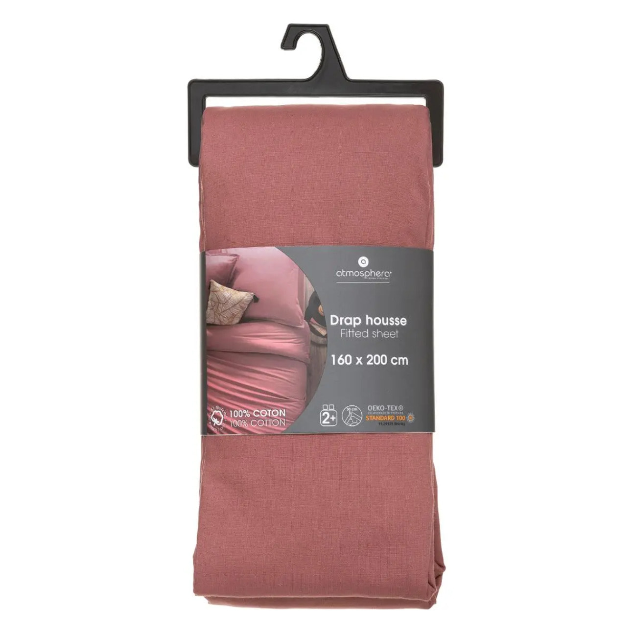 Drap-housse "Carina" coton rose blush 160x200cm