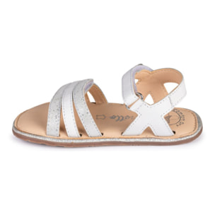 SANDALIA BAREFOOT BLANCO - VELCRO Y BRILLO ELEGANTE
