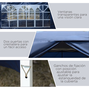 Carpa Plegable Pop-up Gazebo 3x3 m Cenador Plegable con 4 Paredes Laterales Anti-UV y Bolsa de Transporte para Camping Fiestas Azul