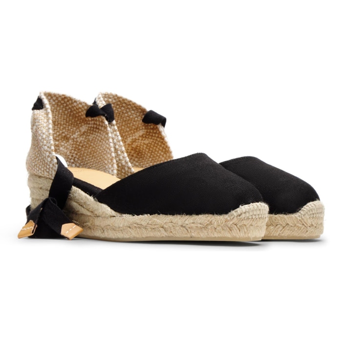 Alpargatas de cuña de mujer Carina en algodón orgánico, cierre mediante lazada