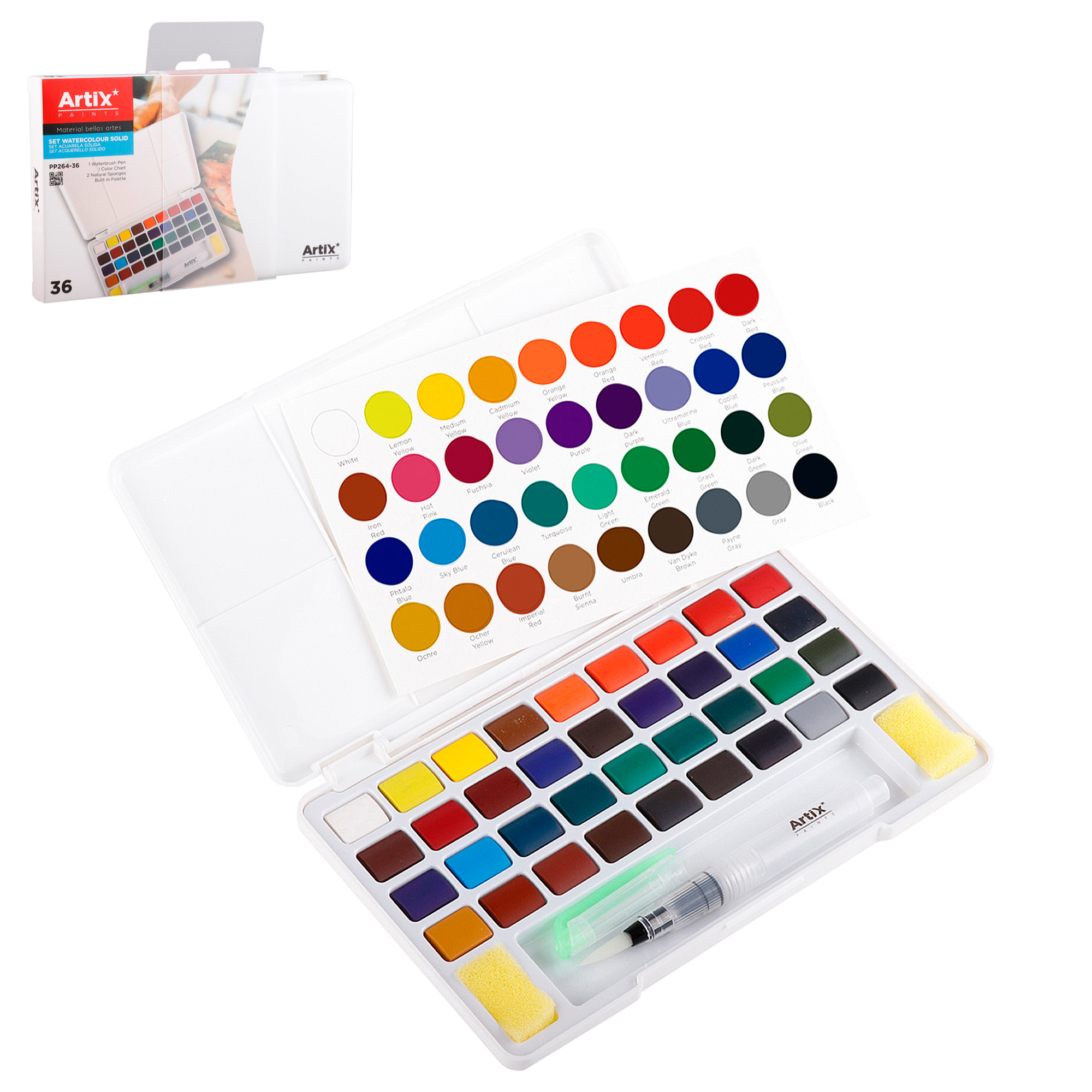 PINTURA ACUARELA SOLIDA 36 COLORES