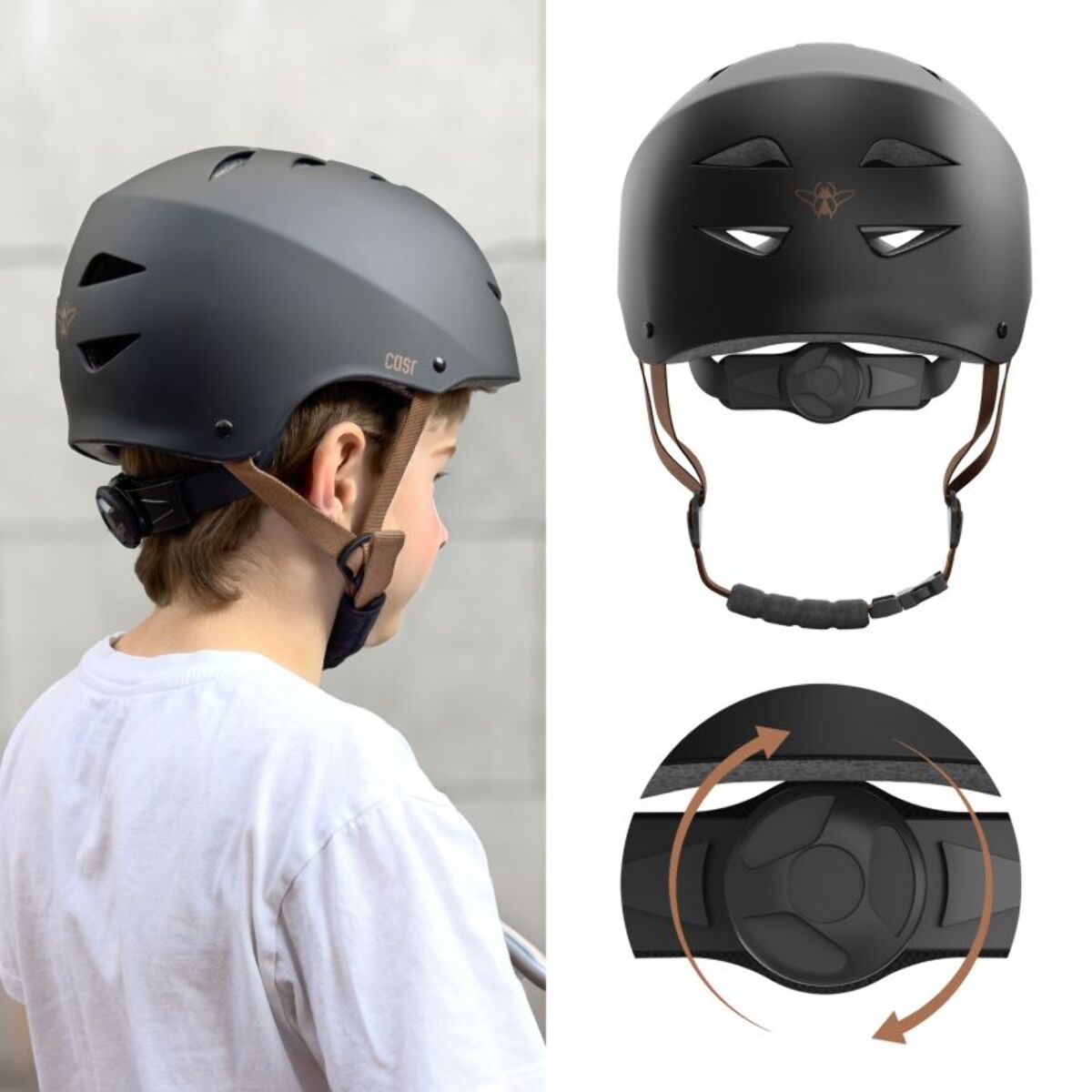 Casque CASR Classico noir et marron taille S
