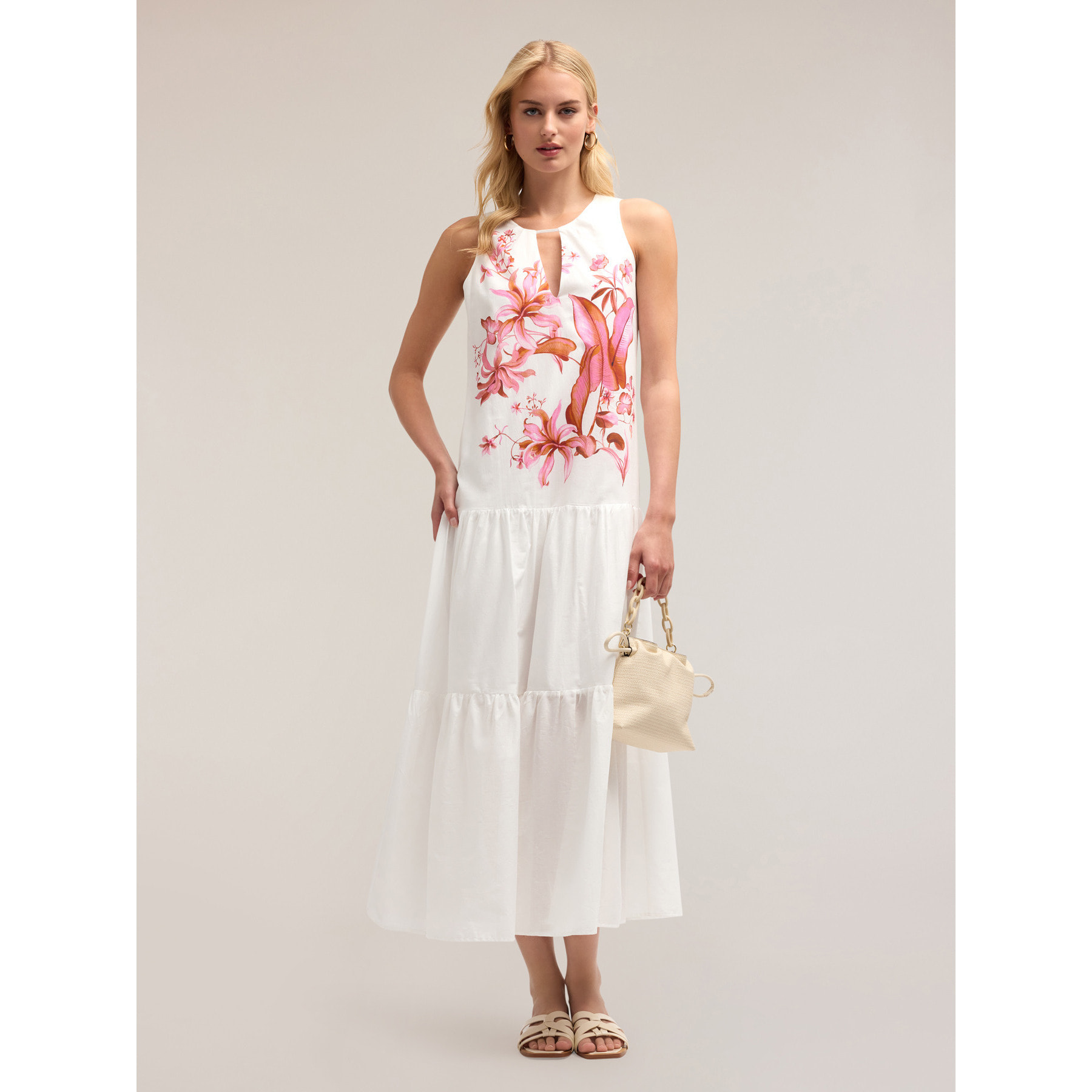 Motivi - Gestuftes Maxikleid mit Blumenmuster - Blanco