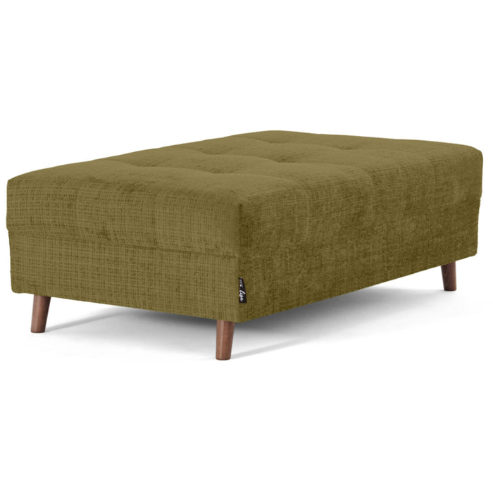 Rune - pouf en velours texturé - Vert Olive