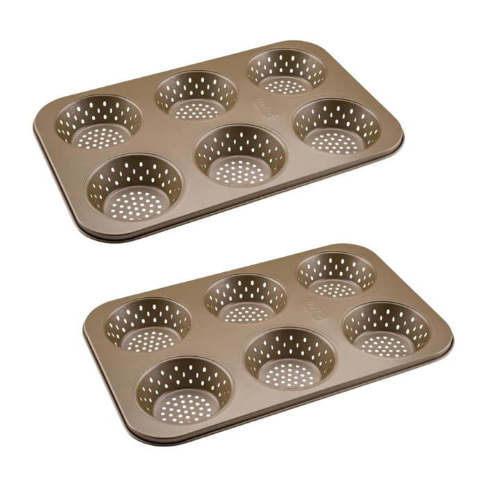 Ensemble de 2 Moules à petits pains individuels ronds 6 empreintes 33 x 22 cm Zenker Mojave Gold