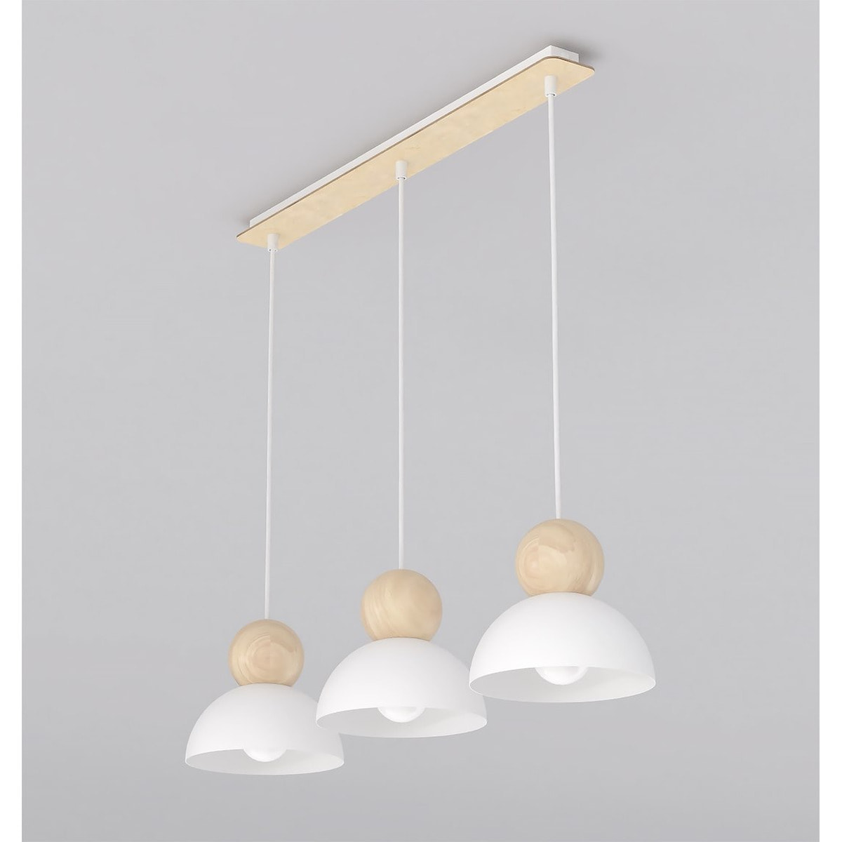 Lampada a sospensione KAKI a tre luci in acciaio bianco