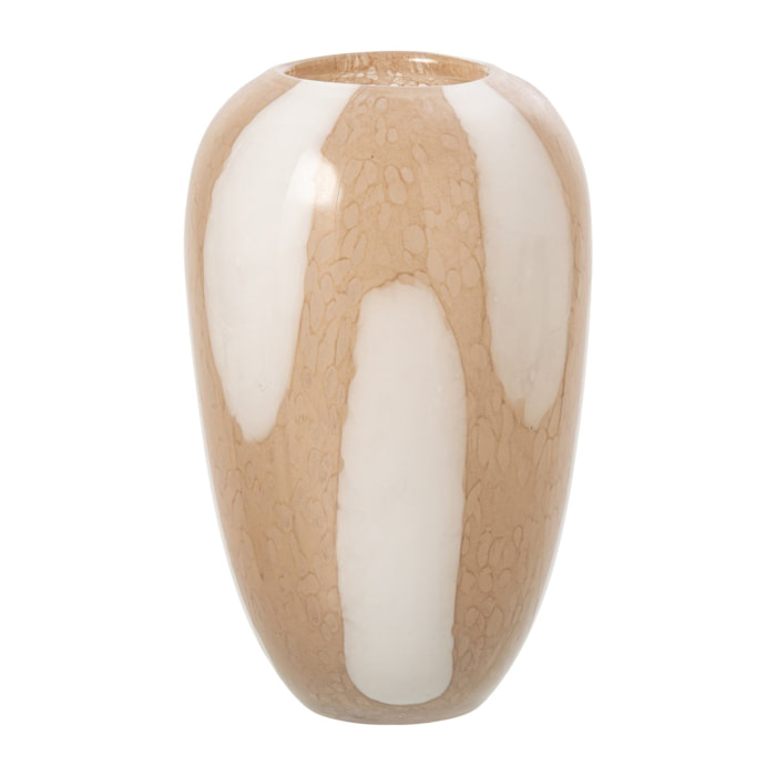 J-Line vase pois - verre - beige clair/blanc - large